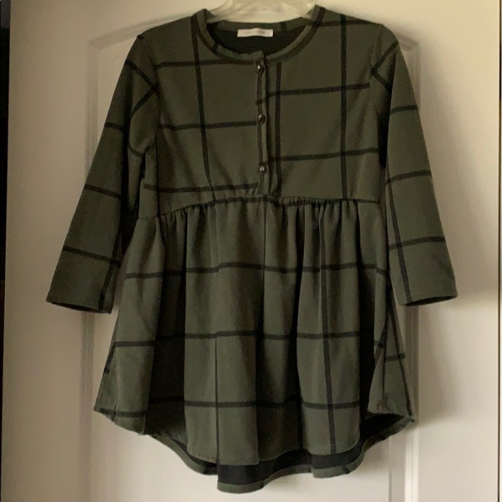 Army green top with black stripes